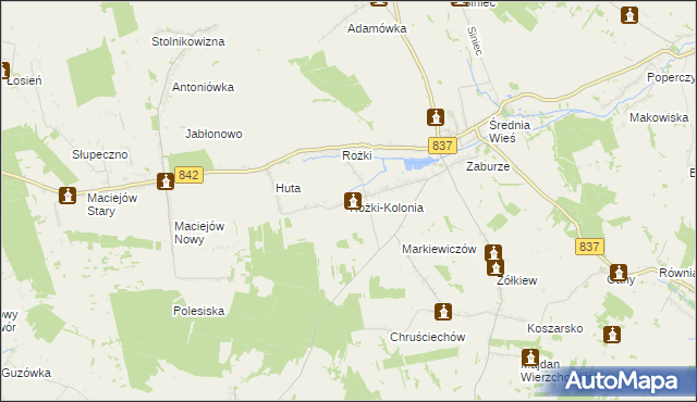 mapa Rożki-Kolonia, Rożki-Kolonia na mapie Targeo