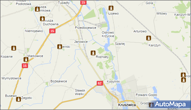 mapa Rożniaty gmina Kruszwica, Rożniaty gmina Kruszwica na mapie Targeo