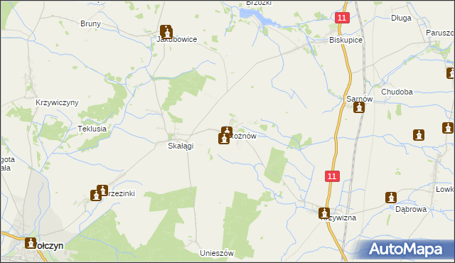 mapa Rożnów gmina Wołczyn, Rożnów gmina Wołczyn na mapie Targeo