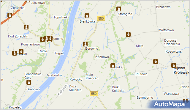 mapa Różnowo gmina Chełmno, Różnowo gmina Chełmno na mapie Targeo