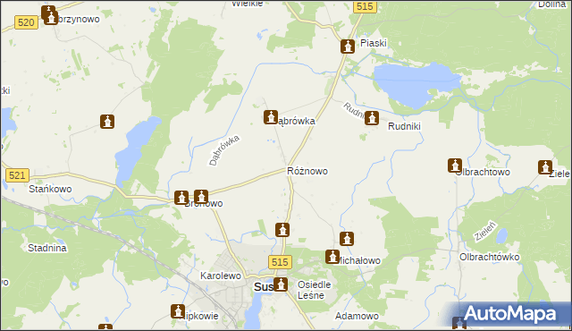 mapa Różnowo gmina Susz, Różnowo gmina Susz na mapie Targeo