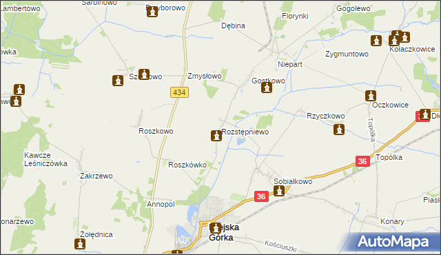 mapa Rozstępniewo, Rozstępniewo na mapie Targeo