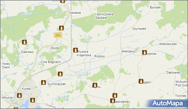 mapa Roztoki gmina Sośno, Roztoki gmina Sośno na mapie Targeo