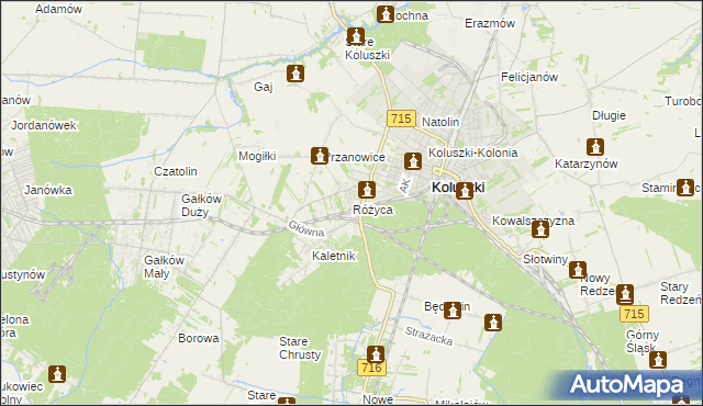 mapa Różyca, Różyca na mapie Targeo