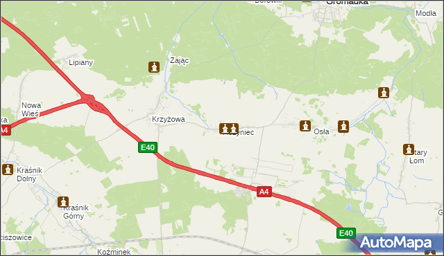 mapa Różyniec, Różyniec na mapie Targeo