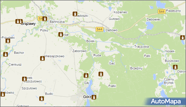 mapa Ruda gmina Górzno, Ruda gmina Górzno na mapie Targeo