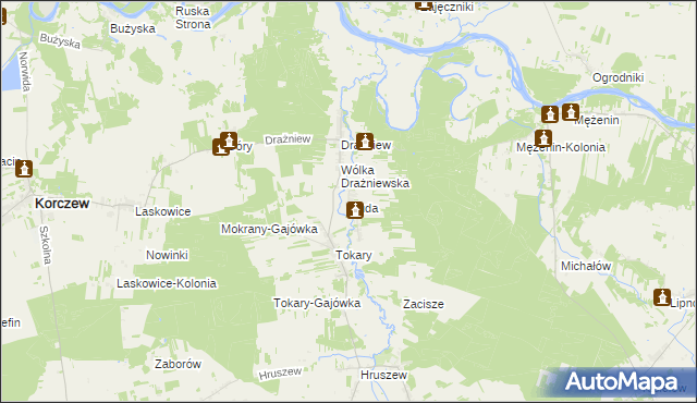 mapa Ruda gmina Korczew, Ruda gmina Korczew na mapie Targeo