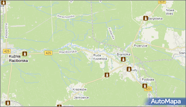 mapa Ruda Kozielska, Ruda Kozielska na mapie Targeo