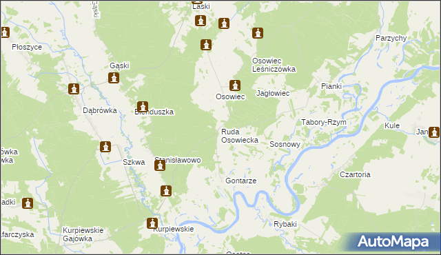 mapa Ruda Osowiecka, Ruda Osowiecka na mapie Targeo