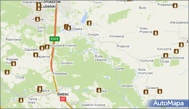 mapa Ruda Żelazna, Ruda Żelazna na mapie Targeo