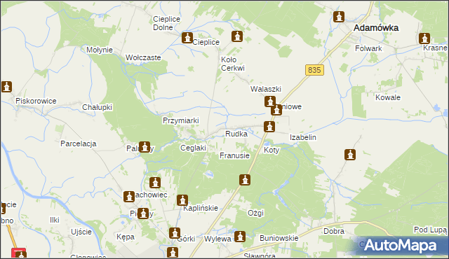 mapa Rudka gmina Sieniawa, Rudka gmina Sieniawa na mapie Targeo