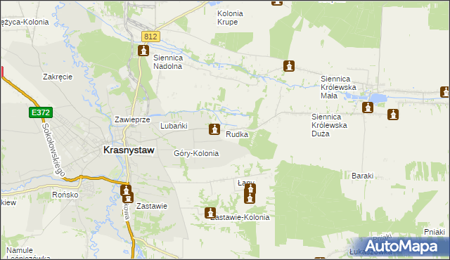 mapa Rudka gmina Siennica Różana, Rudka gmina Siennica Różana na mapie Targeo