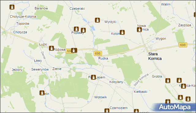mapa Rudka gmina Stara Kornica, Rudka gmina Stara Kornica na mapie Targeo