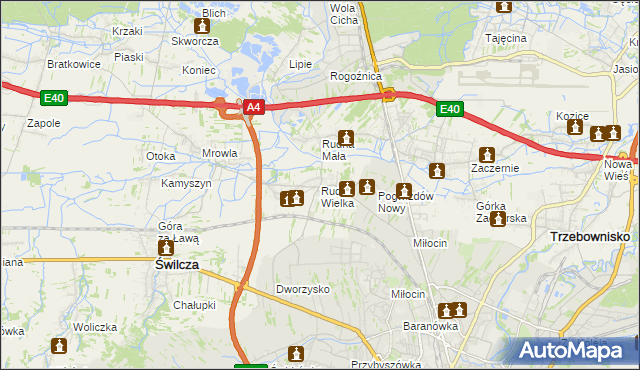 mapa Rudna Wielka gmina Świlcza, Rudna Wielka gmina Świlcza na mapie Targeo