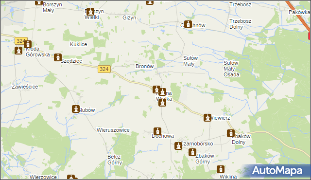 mapa Rudna Wielka gmina Wąsosz, Rudna Wielka gmina Wąsosz na mapie Targeo