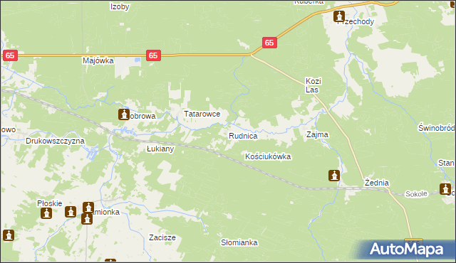 mapa Rudnica gmina Zabłudów, Rudnica gmina Zabłudów na mapie Targeo