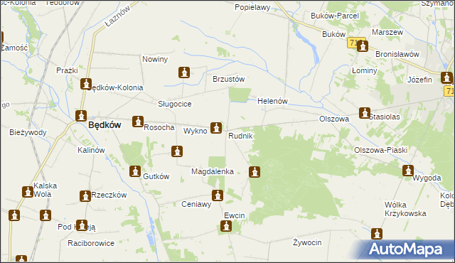 mapa Rudnik gmina Będków, Rudnik gmina Będków na mapie Targeo