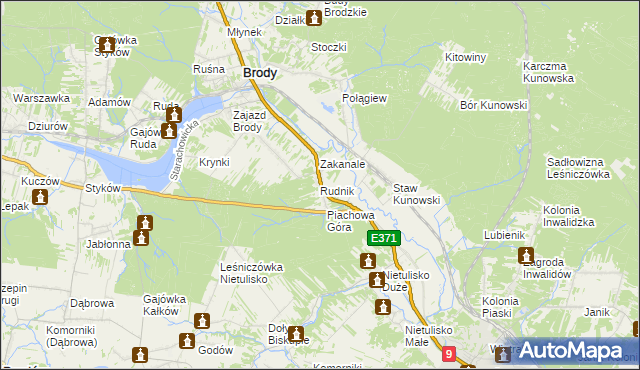 mapa Rudnik gmina Brody, Rudnik gmina Brody na mapie Targeo