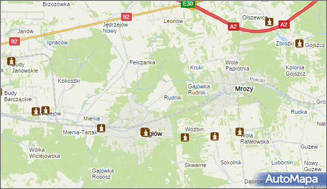 mapa Rudnik gmina Cegłów, Rudnik gmina Cegłów na mapie Targeo