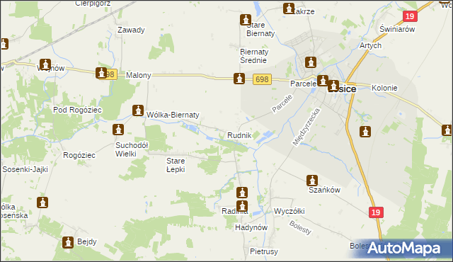 mapa Rudnik gmina Łosice, Rudnik gmina Łosice na mapie Targeo