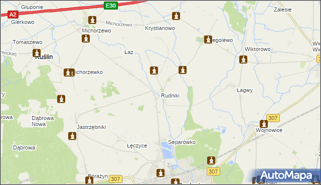 mapa Rudniki gmina Opalenica, Rudniki gmina Opalenica na mapie Targeo