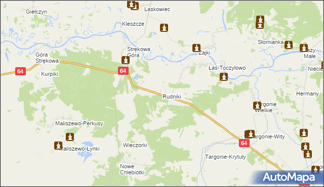 mapa Rudniki gmina Zawady, Rudniki gmina Zawady na mapie Targeo