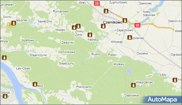 mapa Rudno gmina Czernikowo, Rudno gmina Czernikowo na mapie Targeo