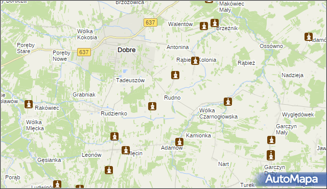 mapa Rudno gmina Dobre, Rudno gmina Dobre na mapie Targeo