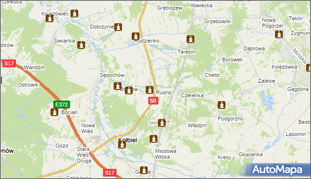 mapa Rudno gmina Kołbiel, Rudno gmina Kołbiel na mapie Targeo