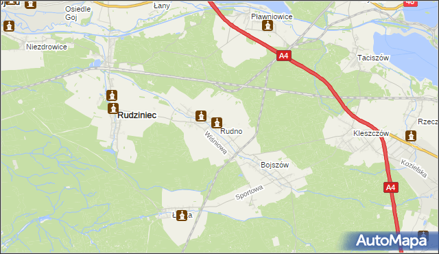 mapa Rudno gmina Rudziniec, Rudno gmina Rudziniec na mapie Targeo