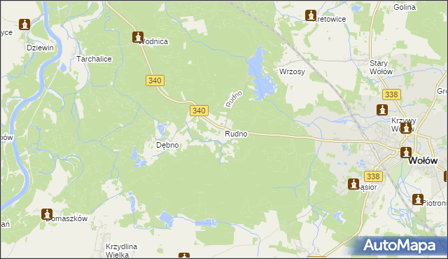 mapa Rudno gmina Wołów, Rudno gmina Wołów na mapie Targeo