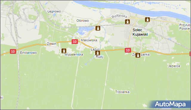 mapa Rudy gmina Solec Kujawski, Rudy gmina Solec Kujawski na mapie Targeo