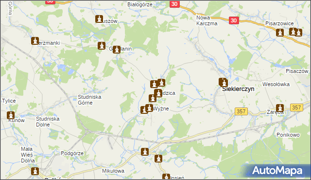 mapa Rudzica gmina Siekierczyn, Rudzica gmina Siekierczyn na mapie Targeo