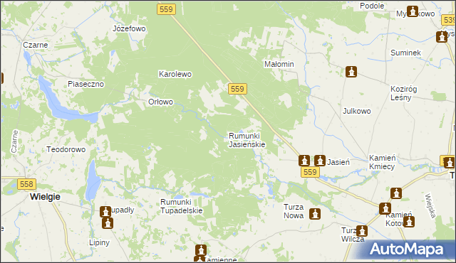 mapa Rumunki Jasieńskie, Rumunki Jasieńskie na mapie Targeo