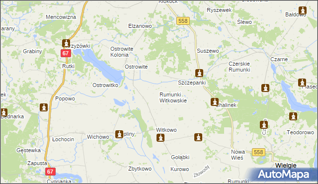 mapa Rumunki Witkowskie, Rumunki Witkowskie na mapie Targeo