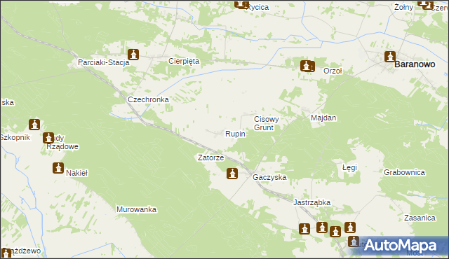 mapa Rupin gmina Baranowo, Rupin gmina Baranowo na mapie Targeo