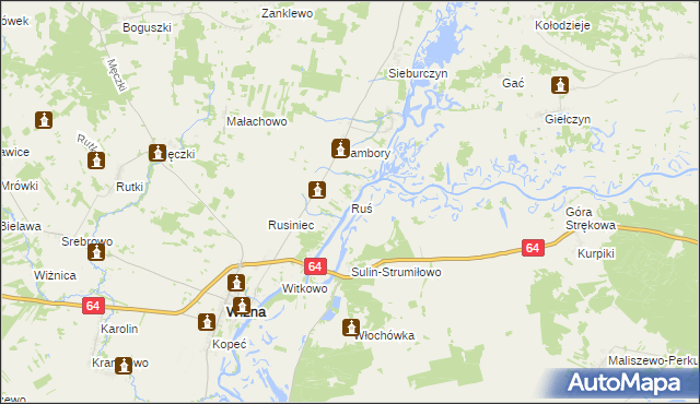 mapa Ruś gmina Wizna, Ruś gmina Wizna na mapie Targeo