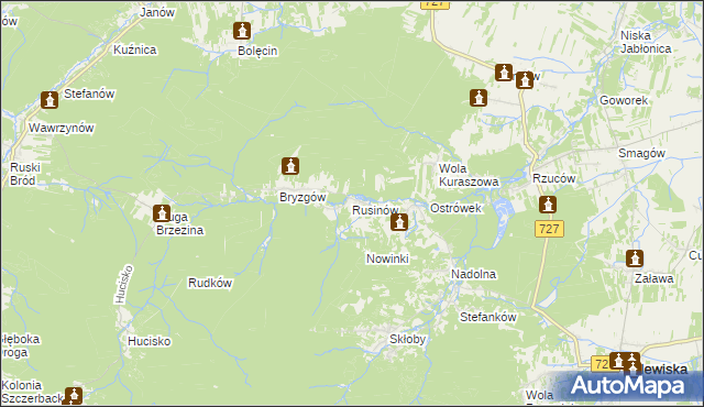 mapa Rusinów gmina Borkowice, Rusinów gmina Borkowice na mapie Targeo