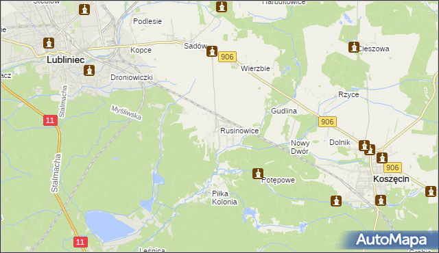 mapa Rusinowice, Rusinowice na mapie Targeo