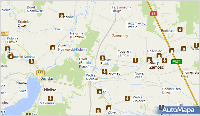 mapa Ruskie Piaski, Ruskie Piaski na mapie Targeo