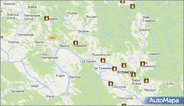 mapa Ruszelczyce, Ruszelczyce na mapie Targeo