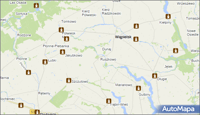 mapa Ruszkowo gmina Wąpielsk, Ruszkowo gmina Wąpielsk na mapie Targeo