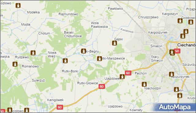 mapa Rutki-Marszewice, Rutki-Marszewice na mapie Targeo