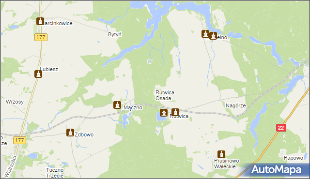 mapa Rutwica Osada, Rutwica Osada na mapie Targeo