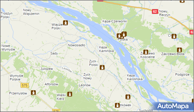 mapa Rybaki gmina Słubice, Rybaki gmina Słubice na mapie Targeo