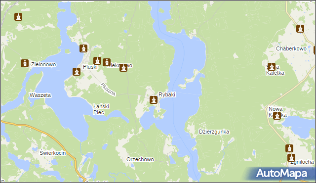 mapa Rybaki gmina Stawiguda, Rybaki gmina Stawiguda na mapie Targeo