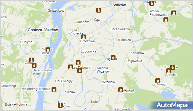 mapa Rybaki gmina Wilków, Rybaki gmina Wilków na mapie Targeo