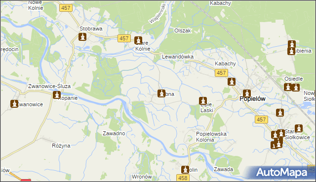 mapa Rybna gmina Popielów, Rybna gmina Popielów na mapie Targeo