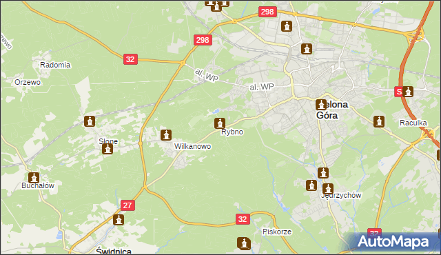 mapa Rybno gmina Świdnica, Rybno gmina Świdnica na mapie Targeo