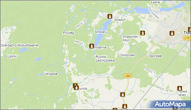 mapa Rychlik Leśniczówka, Rychlik Leśniczówka na mapie Targeo